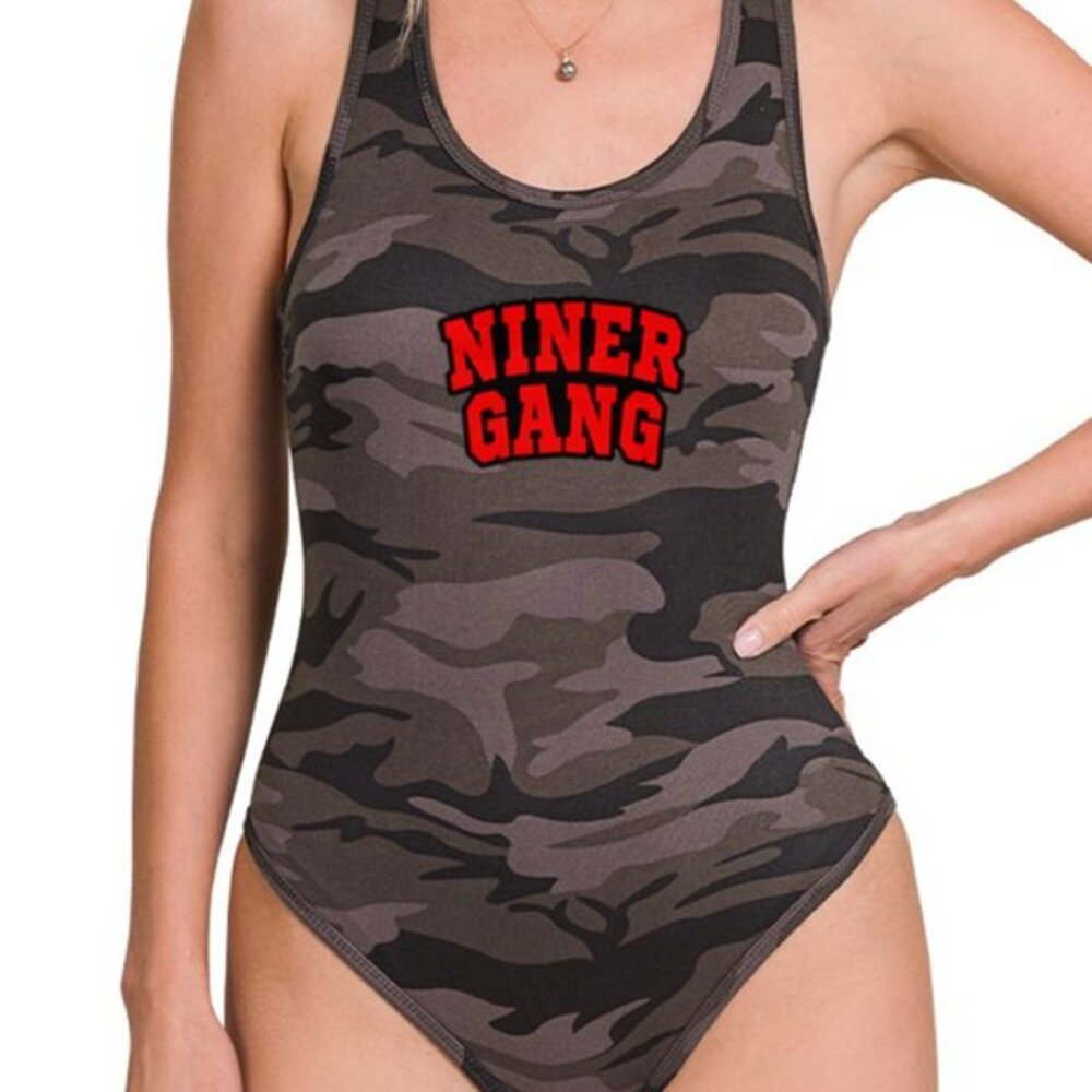 Niner Gang Camouflage San Francisco Football Bodysuit, Niner Fan, 49ers